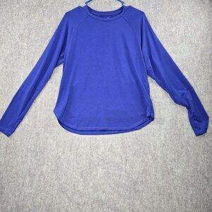 Avia Womens Long Sleeve Blue Activewear Shirt Polyester Blend Size Large L